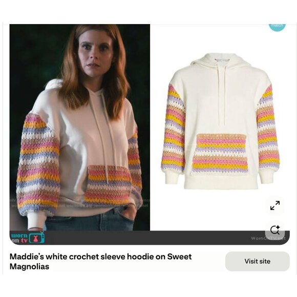 Alice + Olivia Pocket Hoodie Pullover Ivory Multicolor Small - Picture 4 of 16